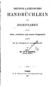 Cover of: Deutsch-lateinisches handbüchlein der eigennamen aus der alten: mittleren und neuen geographie