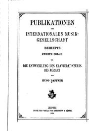 Cover of: Die Entwicklung des Klavierkonzerts bis Mozart