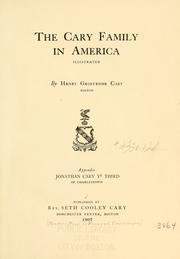 Cover of: The Cary family in America. by Henry Grosvenor Cary