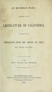 Cover of: An humble plea: addressed to the Legislature of California, in behalf of the immigrants from the empire of China to this state