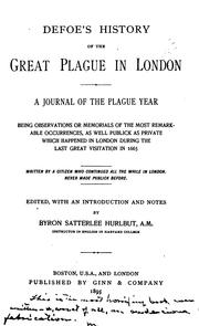 Cover of: Defoe's history of the great plague in London by Daniel Defoe