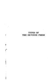 Cover of: Types of the De Vinne press by De Vinne Press.