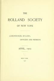 Constitution, by-laws, officers and members, April, 1903 by Holland society of New York.