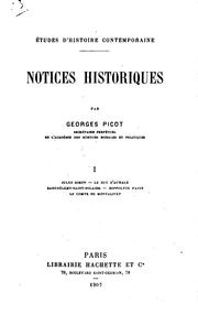 Cover of: Etudes d'histoire contemporaine. by Georges Marie Rene Picot