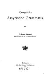 Cover of: Kurzgefasste assyrische Grammatik