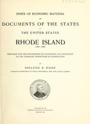 Cover of: Index of economic material in documents of the states of the United States: Rhode Island, 1789-1904.