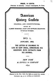 Cover of: The letter of Columbus to Luis de Sant Angel: announcing his discovery, with extracts from his journal.