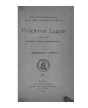 Cover of: Prochiron legum by a cura di F. Brandileone e V. Puntoni. Vol. unico, con due facsimili.