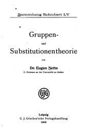 Cover of: Gruppen- und substitutionentheorie