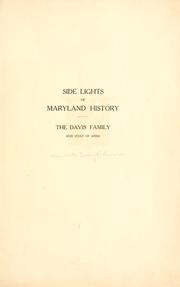 Cover of: Side lights of Maryland history: the Davis family and coat of arms.