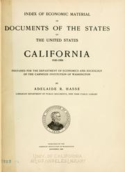 Cover of: Index of economic material in documents of the states of the United States: California, 1849-1904.