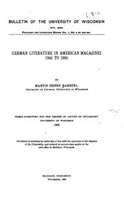Cover of: German literature in American magazines, 1846 to 1880. by Martin Henry Haertel