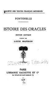 Cover of: Histoire des oracles.