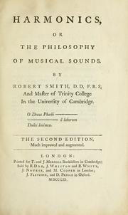 Cover of: Harmonics, or The philosophy of musical sounds. by Robert Smith