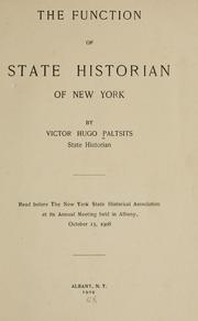 Cover of: The function of state historian of New York