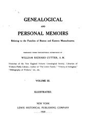 Cover of: Genealogical and personal memoirs relating to the families of Boston and eastern Massachusetts. by William Richard Cutter