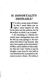 Cover of: Is immortality desirable?