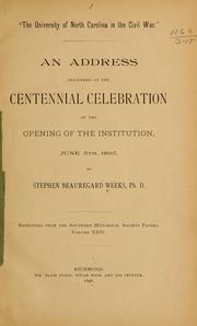 Cover of: "The  University of North Carolina in the Civil War." by Stephen Beauregard Weeks