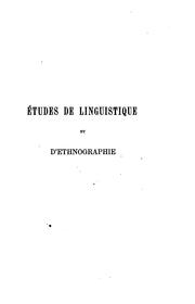 Cover of: Études de linguistique et d'ethnographie
