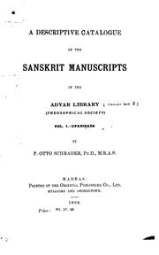 Cover of: A descriptive catalogue of the Sanskrit manuscripts in the Adyar Library (Theosophical Society): Vol. I: Upanisads.
