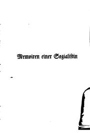 Cover of: Memoiren einer sozialistin ...: roman