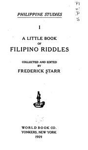 A little book of Filipino riddles by Frederick Starr