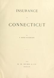 Cover of: Insurance in Connecticut.