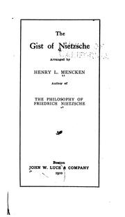 Cover of: The gist of Nietzsche