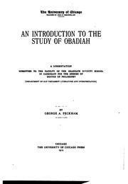Cover of: An introduction to the study of Obadiah. | Peckham, George A.