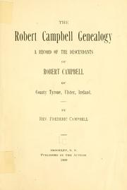 Cover of: The Robert Campbell genealogy by Frederic Campbell