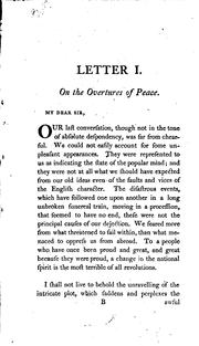 Two letters addressed to a member of the present Parliament, on the proposals for peace with the regicide Directory of France by Edmund Burke