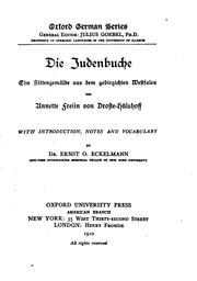 Cover of: Die Judenbuche: ein Sittengemälde aus dem Gebirgichten Westfalen