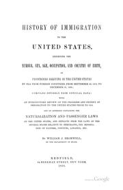 Cover of: History of immigration to the United States by Bromwell, Wm. J.