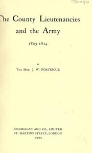 Cover of: The county lieutenancies and the army, 1803-1814