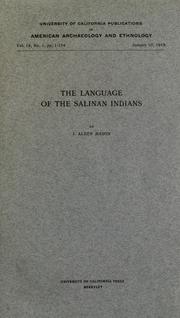 Cover of: The language of the Salinan Indians