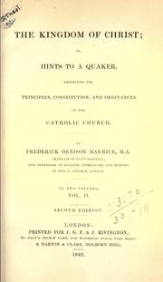 Cover of: The kingdom of Christ by Frederick Denison Maurice