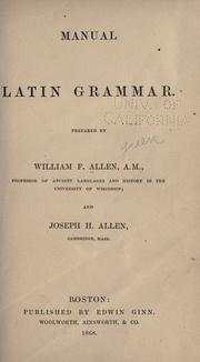 Cover of: Manual Latin grammar