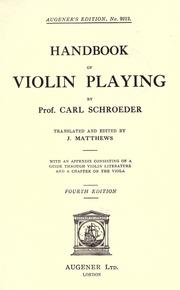 Cover of: Handbook of violin playing by Carl Schroeder