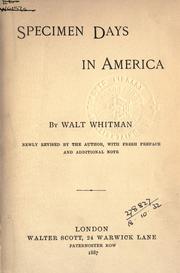 Cover of: Specimen days in America by Walt Whitman