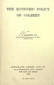 Cover of: Economic policy of Colbert. by Arthur John Sargent