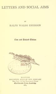Cover of: Letters and social aims by Ralph Waldo Emerson