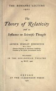 Cover of: The theory of relativity and its influence on scientific thought by Arthur Stanley Eddington