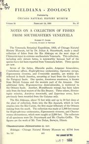 Cover of: Notes on a collection of fishes from southeastern Venezuela