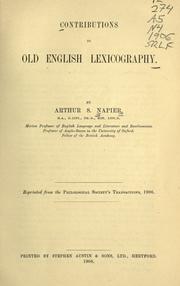 Cover of: Contributions to Old English lexicography