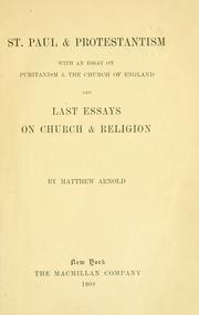 Cover of: St. Paul & protestantism. by Matthew Arnold