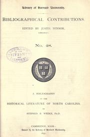 Cover of: A bibliography of the historical literature of North Carolina by Stephen Beauregard Weeks