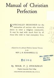 Cover of: Manual of Christian perfection by P. J. Stockman