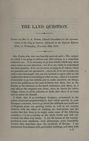 Cover of: The Land question: a lecture given at the Oxford Reform Club, Novermber 26, 1884.