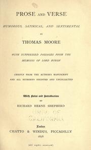 Cover of: Prose and verse, humorous, satirical, and sentimental by Thomas Moore