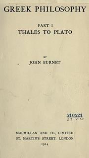 Greek philosophy by John Burnet
